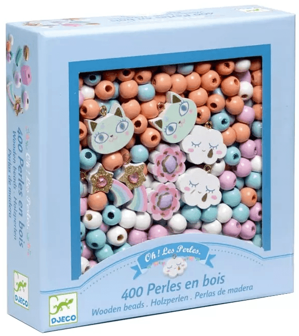 400 Perlas de madera Arcoíris Djeco