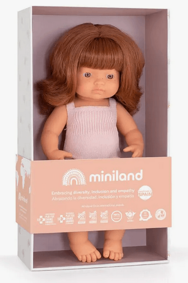 Baby 38 cm Pelirroja Pelele Rosa Miniland