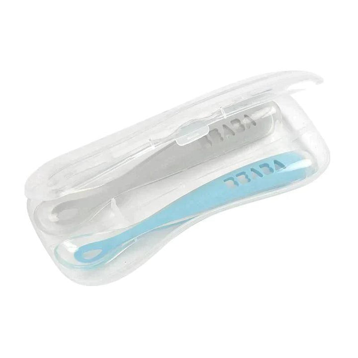Set 2 cucharas con estuche 1era edad Gris/Azul Béaba